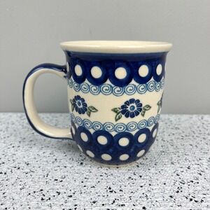 Polish Pottery Bubble Mug Boleslawiec‎ Wiza Handmade Floral Flower Pattern
